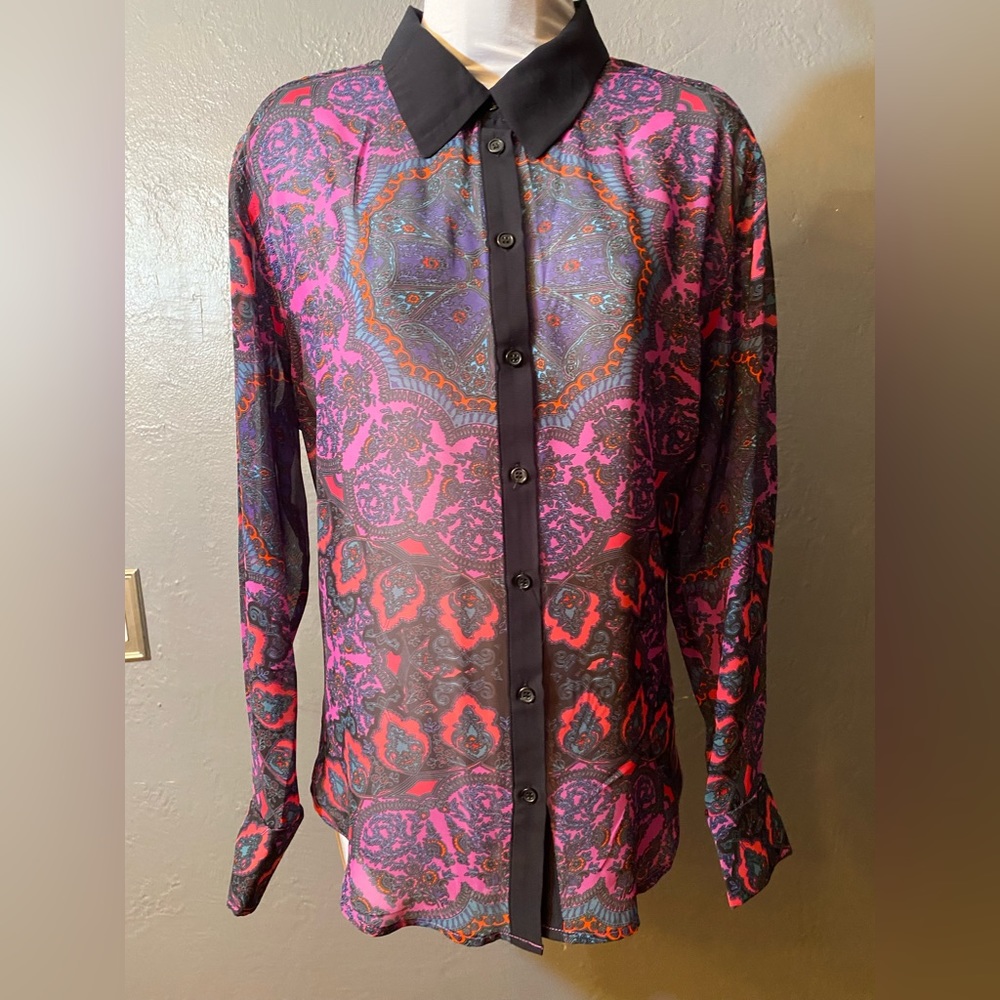 INC mandala pattern sheer blouse